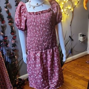 Butterfly Print Smocked Dress